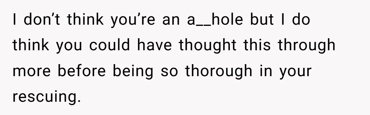 I don’t think you’re an a__hole but I do think you could have thought this through more before being so thorough in your rescuing.