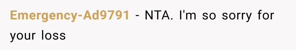 Emergency-Ad9791 − NTA. I'm so sorry for your loss