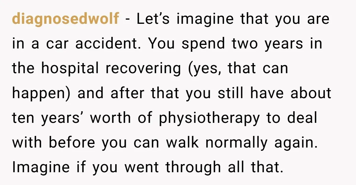 diagnosedwolf − Let’s imagine that you are in a car accident. You spend two years in the hospital recovering (yes, that can happen) and after that you still have about...