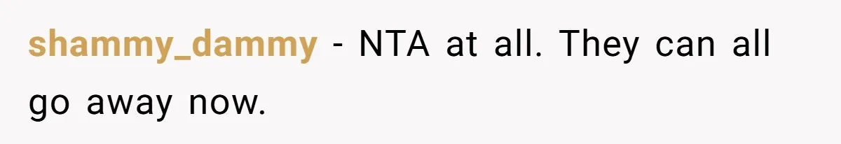 shammy_dammy − NTA at all. They can all go away now.