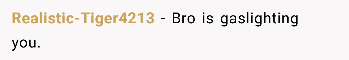 Realistic-Tiger4213 - Bro is gaslighting you.