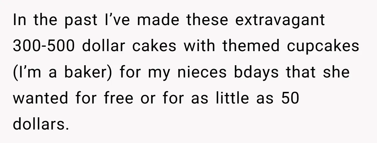 In the past I’ve made these extravagant 300-500 dollar cakes with themed cupcakes (I’m a baker) for my nieces bdays that she wanted for free or for as little as...