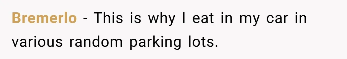 Bremerlo − This is why I eat in my car in various random parking lots.