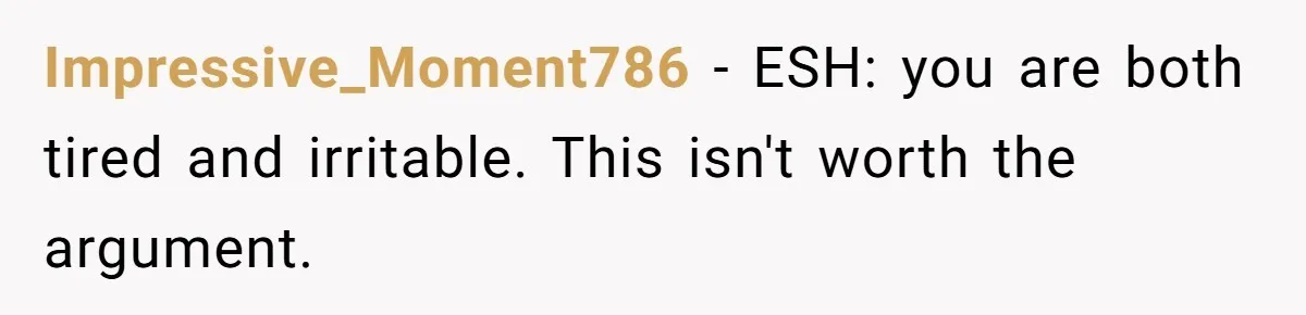 Impressive_Moment786 - ESH: you are both tired and irritable. This isn't worth the argument.