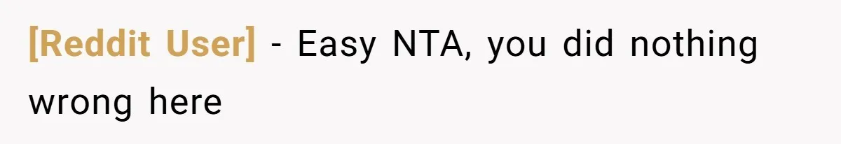 [Reddit User] − Easy NTA, you did nothing wrong here