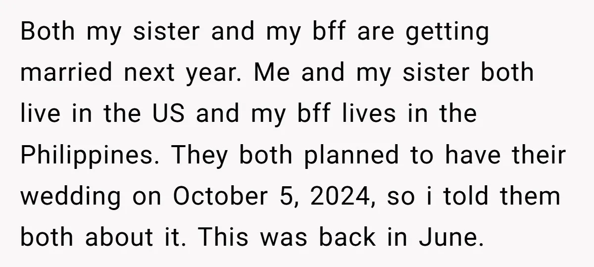 Both my sister and my bff are getting married next year. Me and my sister both live in the US and my bff lives in the Philippines. They both planned...