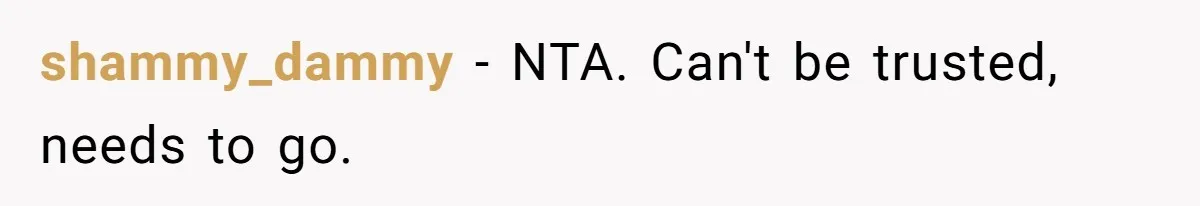 shammy_dammy − NTA. Can't be trusted, needs to go.