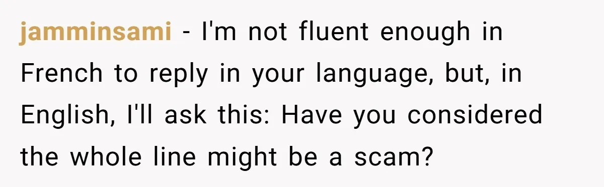 jamminsami − I'm not fluent enough in French to reply in your language, but, in English, I'll ask this: Have you considered the whole line might be a scam?