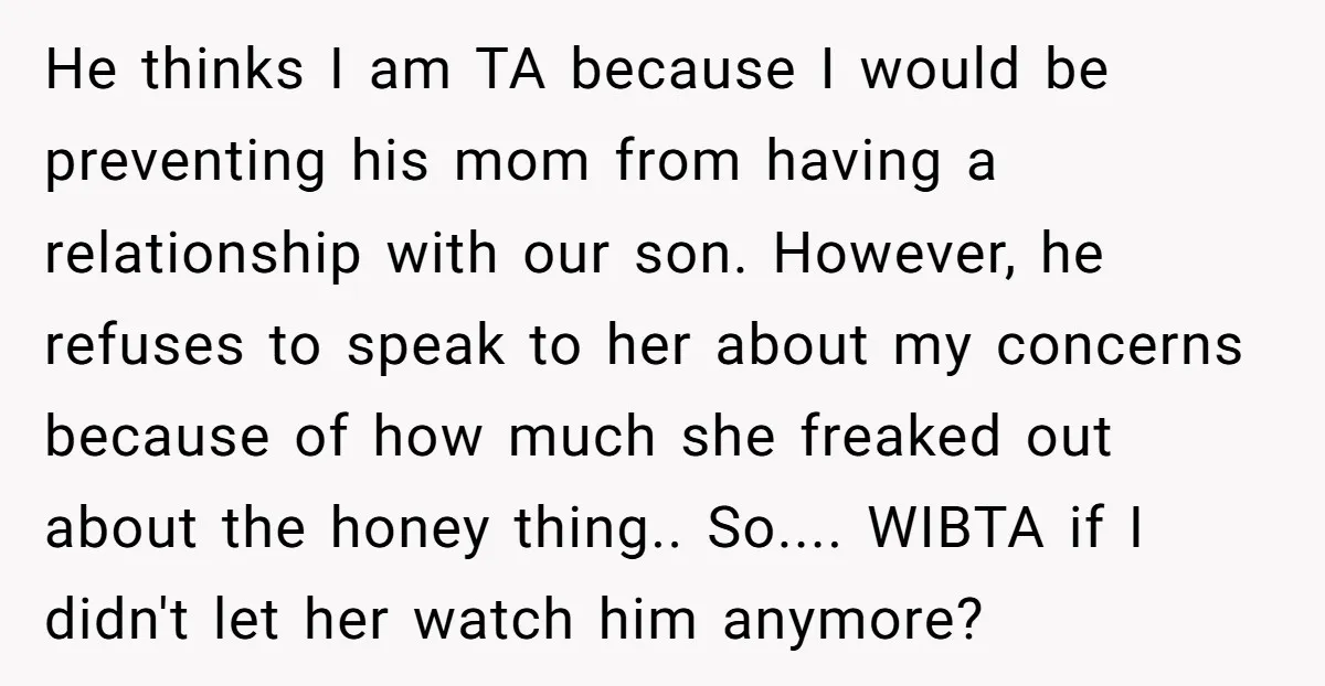 He thinks I am TA because I would be preventing his mom from having a relationship with our son. However, he refuses to speak to her about my concerns because...