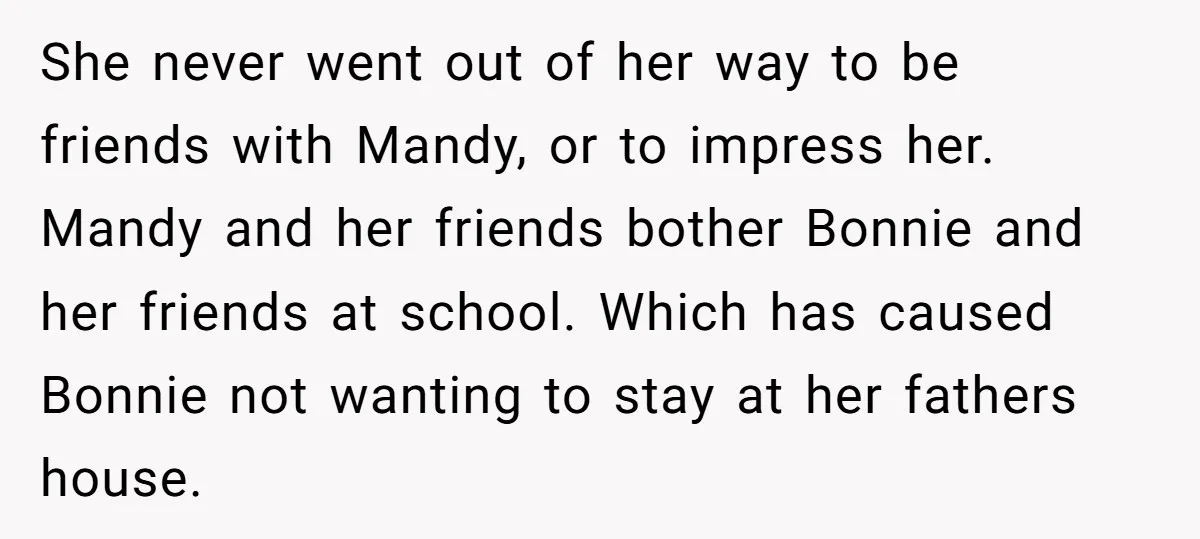 She never went out of her way to be friends with Mandy, or to impress her. Mandy and her friends bother Bonnie and her friends at school. Which has caused...