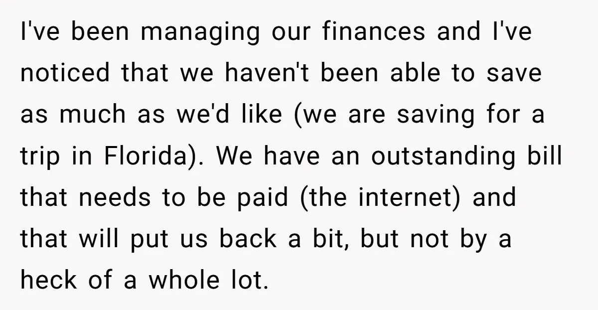 I've been managing our finances and I've noticed that we haven't been able to save as much as we'd like (we are saving for a trip in Florida). We have...