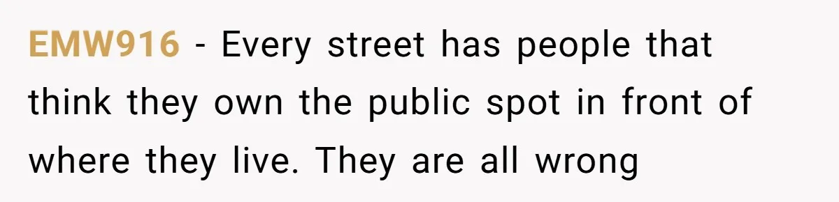 EMW916 − Every street has people that think they own the public spot in front of where they live. They are all wrong