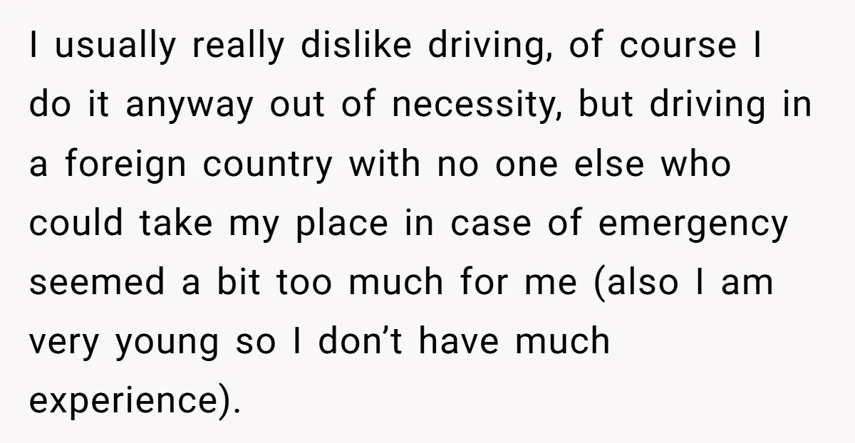 I usually really dislike driving, of course I do it anyway out of necessity, but driving in a foreign country with no one else who could take my place in...
