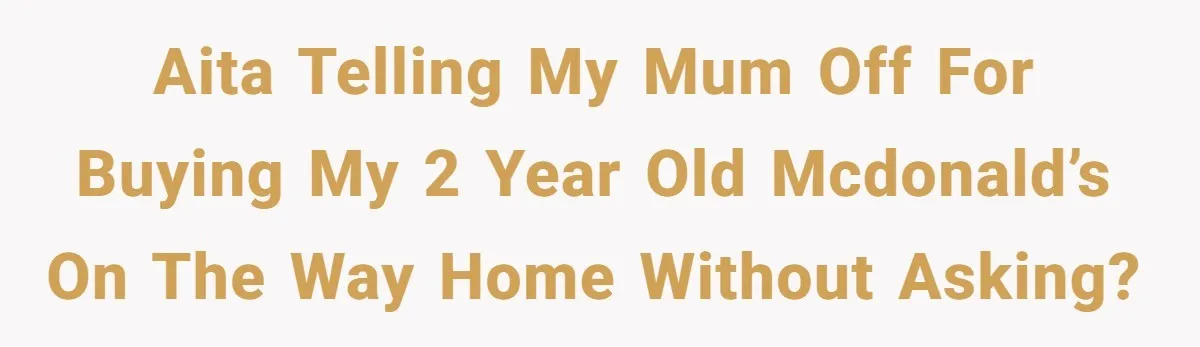 AITA Telling my mum off for buying my 2 year old McDonald’s on the way home without asking?