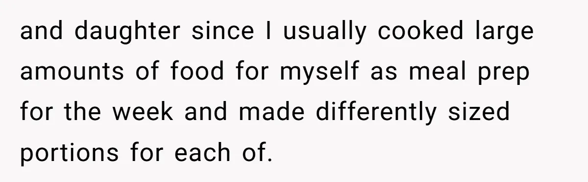and daughter since I usually cooked large amounts of food for myself as meal prep for the week and made differently sized portions for each of.