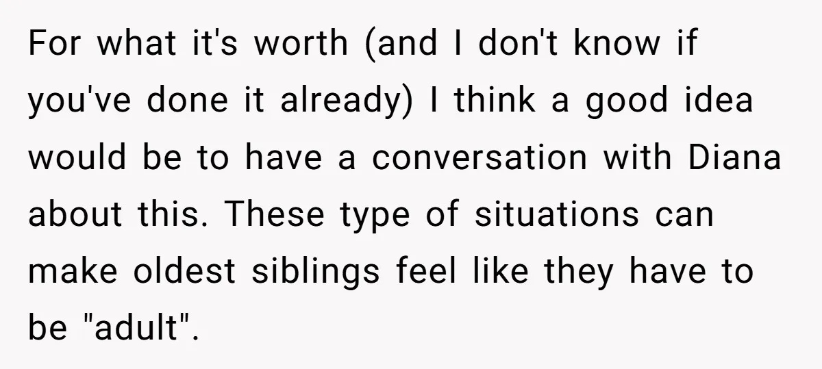 For what it's worth (and I don't know if you've done it already) I think a good idea would be to have a conversation with Diana about this. These type...