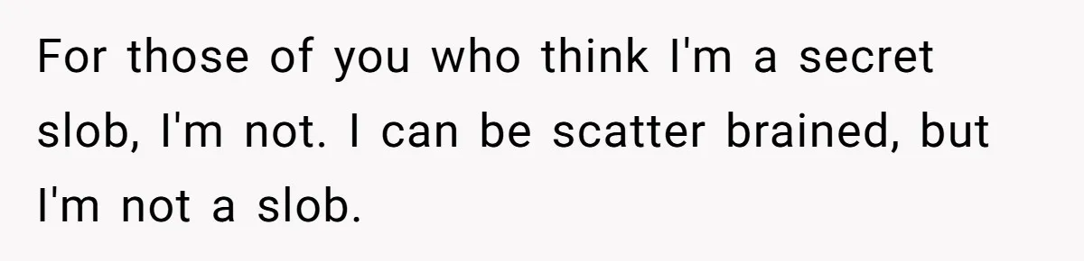 For those of you who think I'm a secret slob, I'm not. I can be scatter brained, but I'm not a slob.