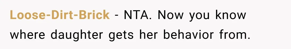 Loose-Dirt-Brick − NTA. Now you know where daughter gets her behavior from.