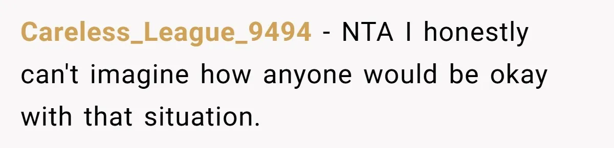 Careless_League_9494 − NTA I honestly can't imagine how anyone would be okay with that situation.