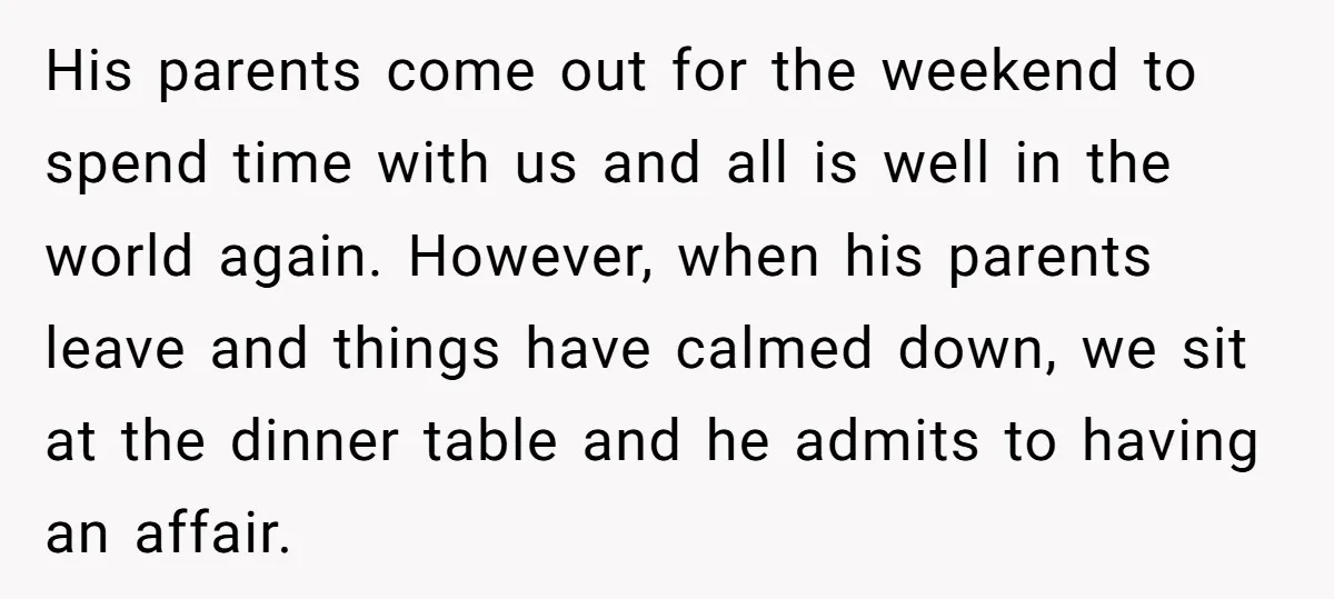 His parents come out for the weekend to spend time with us and all is well in the world again. However, when his parents leave and things have calmed down,...