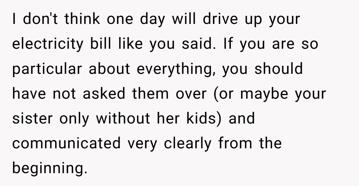 I don't think one day will drive up your electricity bill like you said. If you are so particular about everything, you should have not asked them over (or maybe...