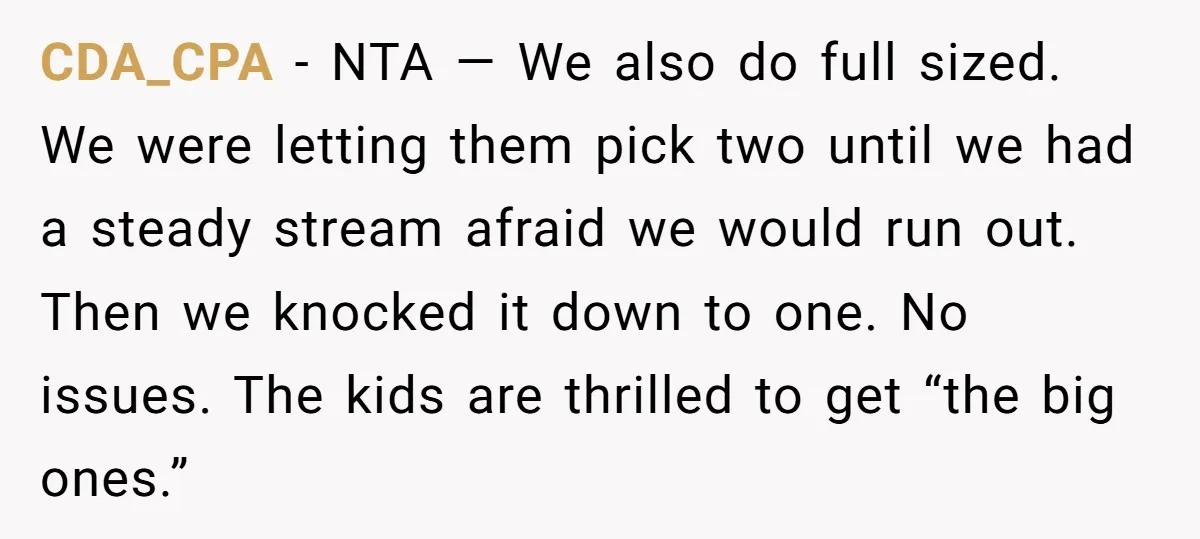 CDA_CPA - NTA — We also do full sized. We were letting them pick two until we had a steady stream afraid we would run out. Then we knocked it...