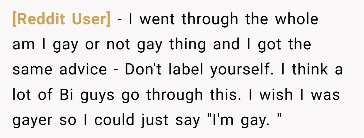 [Reddit User] − I went through the whole am I gay or not gay thing and I got the same advice - Don't label yourself. I think a lot of...