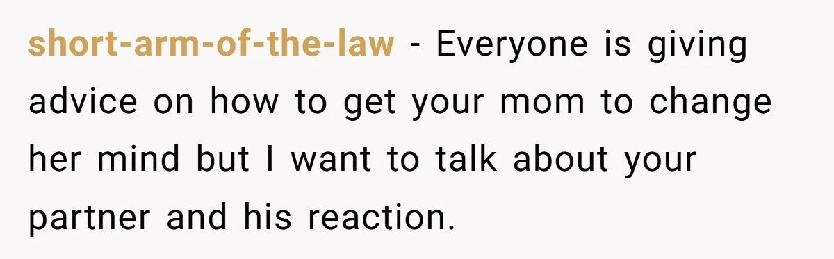 short-arm-of-the-law - Everyone is giving advice on how to get your mom to change her mind but I want to talk about your partner and his reaction.