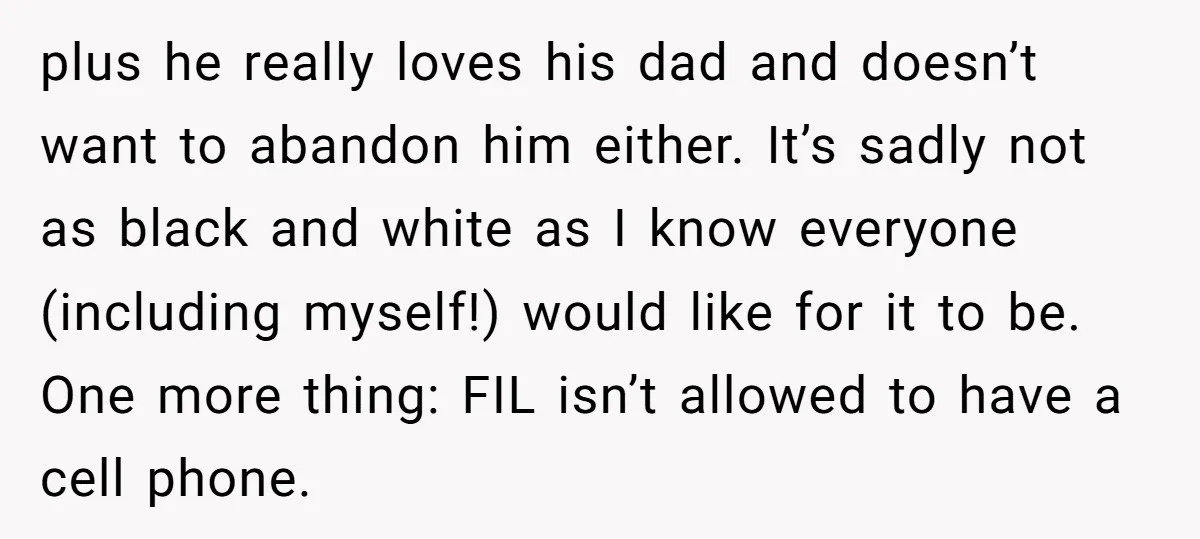 plus he really loves his dad and doesn’t want to abandon him either. It’s sadly not as black and white as I know everyone (including myself!) would like for it...