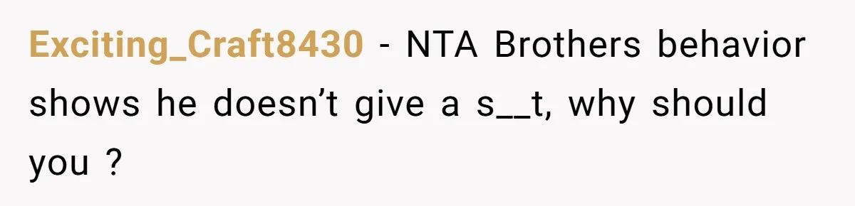 Exciting_Craft8430 − NTA Brothers behavior shows he doesn’t give a s__t, why should you ?