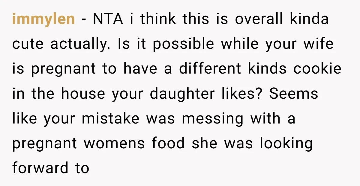 immylen − NTA i think this is overall kinda cute actually. Is it possible while your wife is pregnant to have a different kinds cookie in the house your daughter...