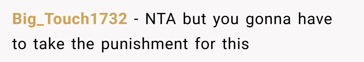 Big_Touch1732 − NTA but you gonna have to take the punishment for this