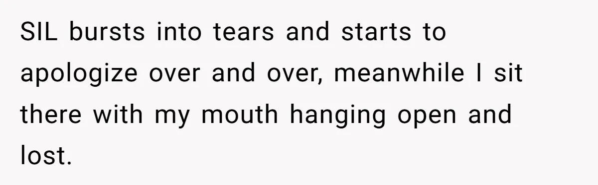 SIL bursts into tears and starts to apologize over and over, meanwhile I sit there with my mouth hanging open and lost.