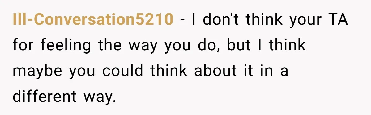 Ill-Conversation5210 − I don't think your TA for feeling the way you do, but I think maybe you could think about it in a different way.