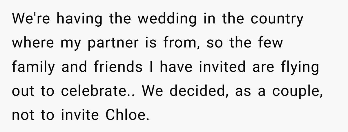 We're having the wedding in the country where my partner is from, so the few family and friends I have invited are flying out to celebrate.. We decided, as a...