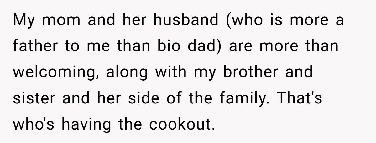 My mom and her husband (who is more a father to me than bio dad) are more than welcoming, along with my brother and sister and her side of the...