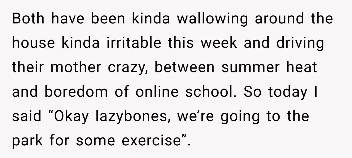 Both have been kinda wallowing around the house kinda irritable this week and driving their mother crazy, between summer heat and boredom of online school. So today I said “Okay...