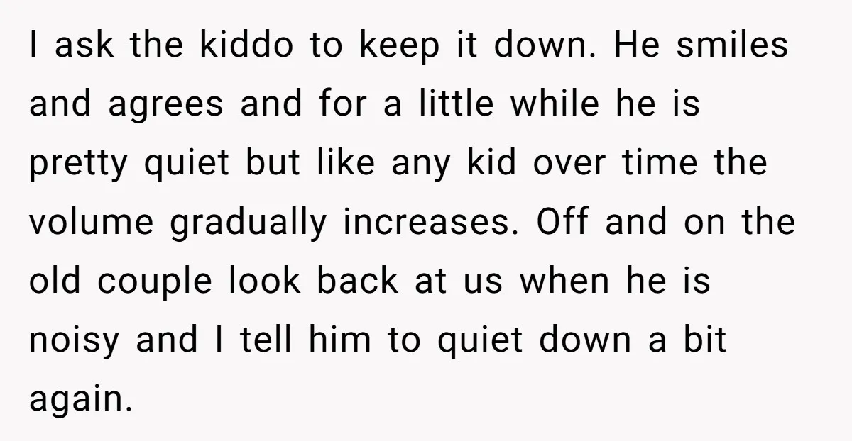 I ask the kiddo to keep it down. He smiles and agrees and for a little while he is pretty quiet but like any kid over time the volume gradually...