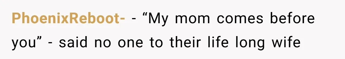 PhoenixReboot- − “My mom comes before you” - said no one to their life long wife