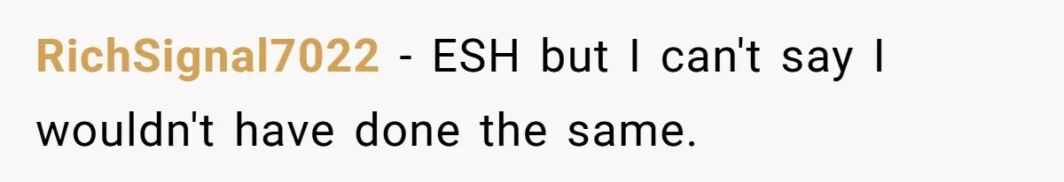 RichSignal7022 − ESH but I can't say I wouldn't have done the same.