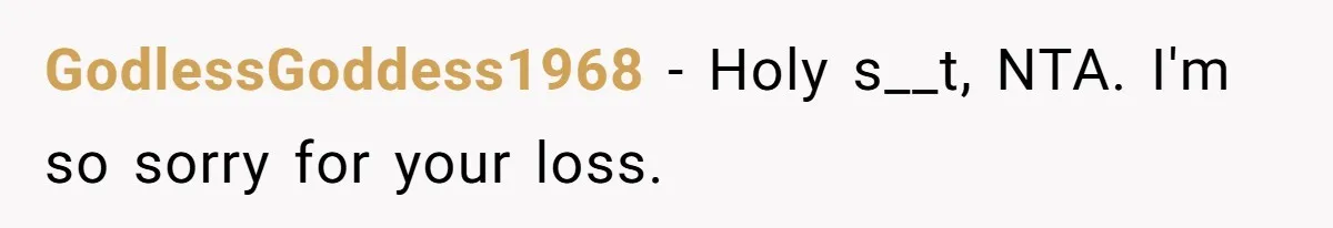 GodlessGoddess1968 − Holy s__t, NTA. I'm so sorry for your loss.