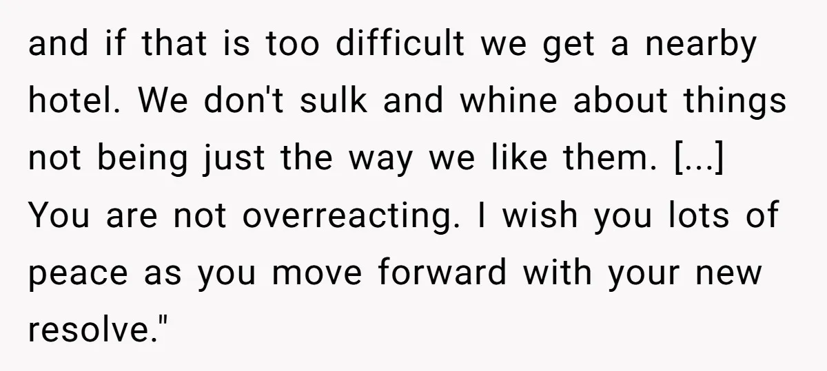 and if that is too difficult we get a nearby hotel. We don't sulk and whine about things not being just the way we like them. [...] You are not...