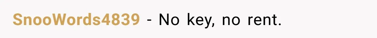 SnooWords4839 − No key, no rent.