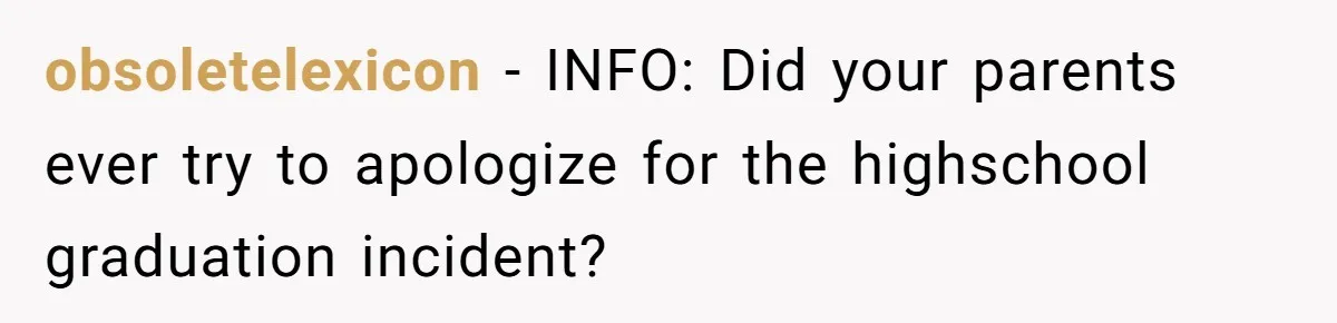 obsoletelexicon − INFO: Did your parents ever try to apologize for the highschool graduation incident?