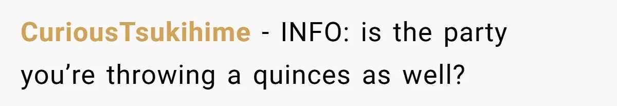 CuriousTsukihime − INFO: is the party you’re throwing a quinces as well?