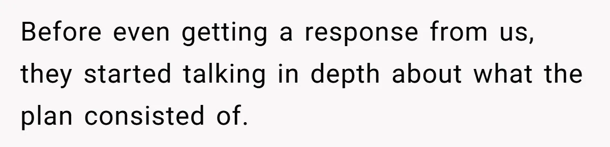 Before even getting a response from us, they started talking in depth about what the plan consisted of.