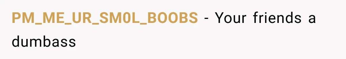 PM_ME_UR_SM0L_BOOBS − Your friends a dumbass