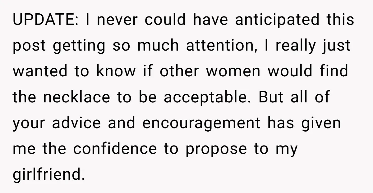 UPDATE: I never could have anticipated this post getting so much attention, I really just wanted to know if other women would find the necklace to be acceptable. But all...