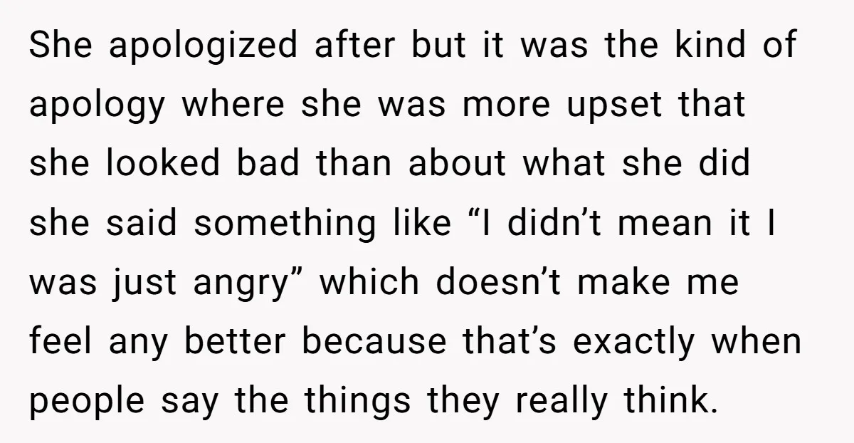 She apologized after but it was the kind of apology where she was more upset that she looked bad than about what she did she said something like “I didn’t...