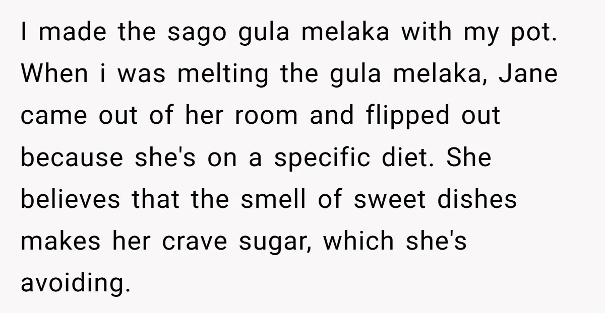 I made the sago gula melaka with my pot. When i was melting the gula melaka, Jane came out of her room and flipped out because she's on a specific...